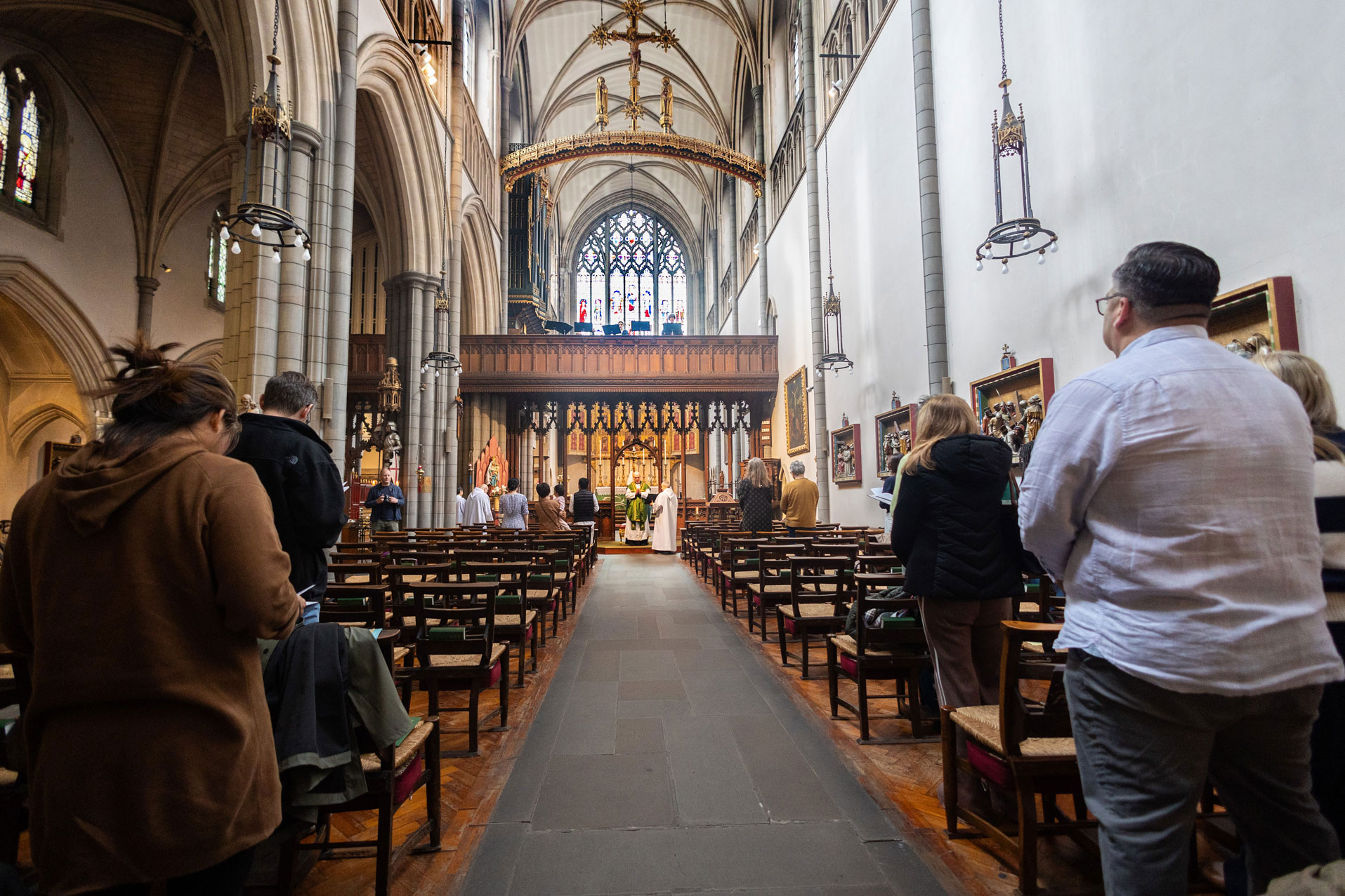 Congregation gathered for worship inside The Annunciation Marble Arch